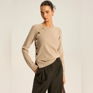 Commense Asymmetric Button Knit Top